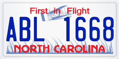 NC license plate ABL1668