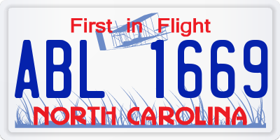 NC license plate ABL1669