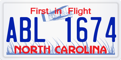 NC license plate ABL1674
