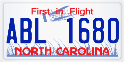 NC license plate ABL1680