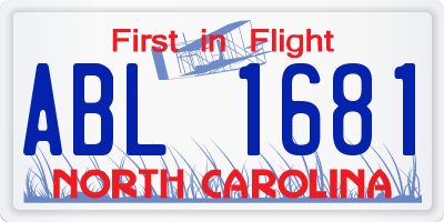 NC license plate ABL1681