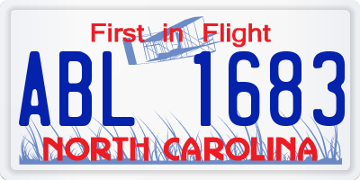NC license plate ABL1683