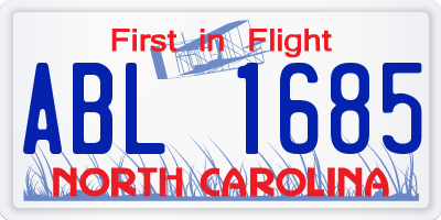 NC license plate ABL1685