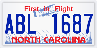 NC license plate ABL1687