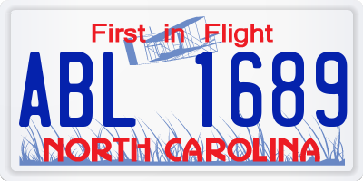 NC license plate ABL1689