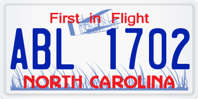 NC license plate ABL1702