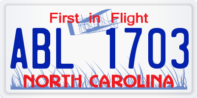 NC license plate ABL1703