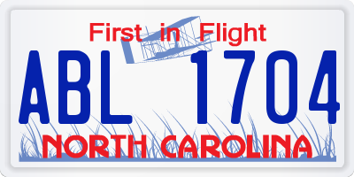 NC license plate ABL1704
