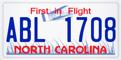 NC license plate ABL1708