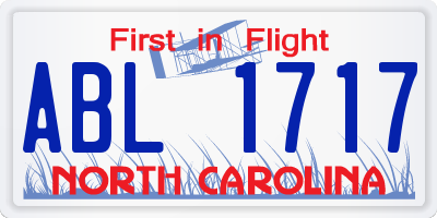 NC license plate ABL1717