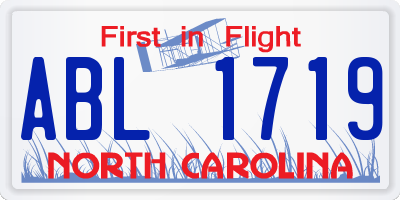 NC license plate ABL1719