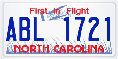 NC license plate ABL1721