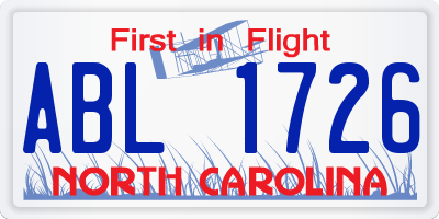 NC license plate ABL1726