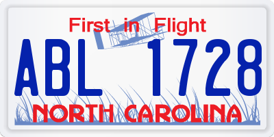 NC license plate ABL1728