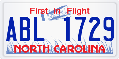 NC license plate ABL1729