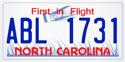 NC license plate ABL1731