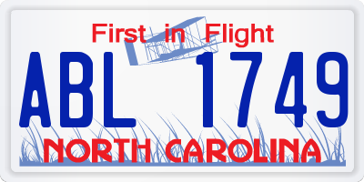 NC license plate ABL1749