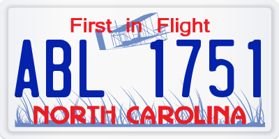 NC license plate ABL1751