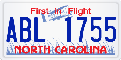 NC license plate ABL1755