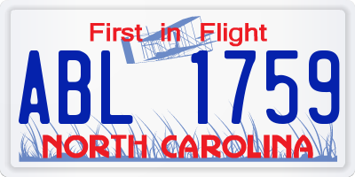 NC license plate ABL1759