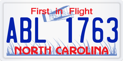 NC license plate ABL1763