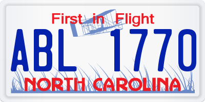 NC license plate ABL1770