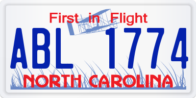 NC license plate ABL1774