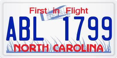 NC license plate ABL1799