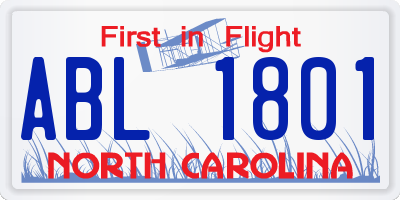 NC license plate ABL1801