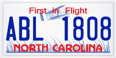 NC license plate ABL1808