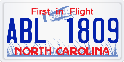 NC license plate ABL1809