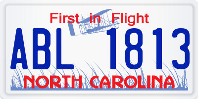 NC license plate ABL1813