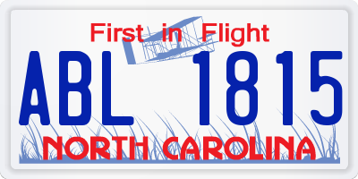 NC license plate ABL1815