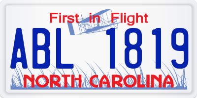 NC license plate ABL1819