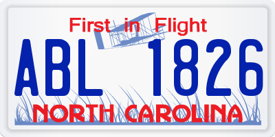 NC license plate ABL1826