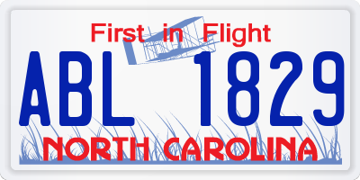 NC license plate ABL1829