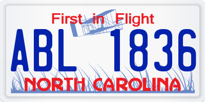 NC license plate ABL1836