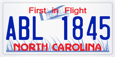 NC license plate ABL1845