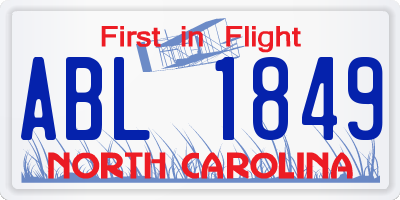 NC license plate ABL1849