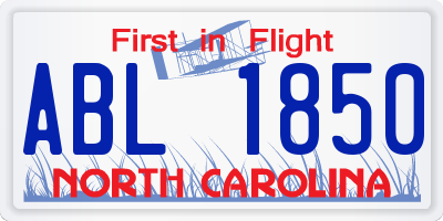 NC license plate ABL1850
