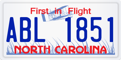 NC license plate ABL1851