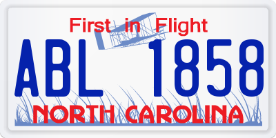 NC license plate ABL1858