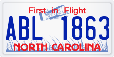 NC license plate ABL1863