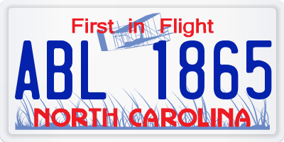NC license plate ABL1865