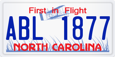 NC license plate ABL1877