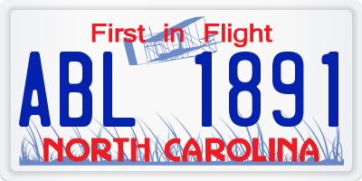 NC license plate ABL1891