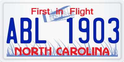NC license plate ABL1903