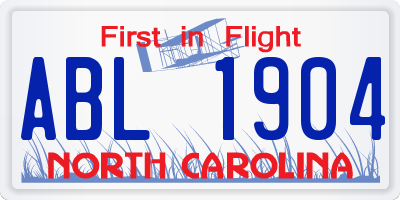 NC license plate ABL1904
