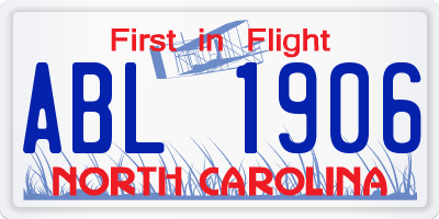 NC license plate ABL1906