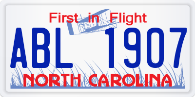 NC license plate ABL1907